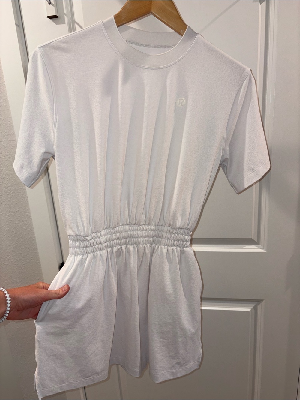 Lululemon white smocked-waist t-shirt dress - Picture 3 of 3